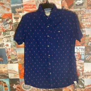Free Planet Men’s Short Sleeve Lobster Button Down Shirt Size Small